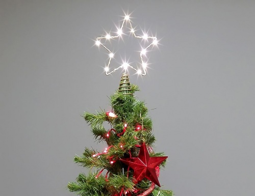 Светодиодная Звезда на елку теплая белая, mini LED лампы, на батарейках (Snowhouse) фото 2