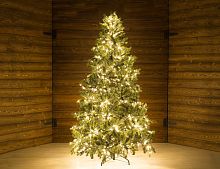 Искусственная елка с лампочками Грацио Премиум 210 см, теплые белые LED, ЛИТАЯ + ПВХ, GREEN TREES