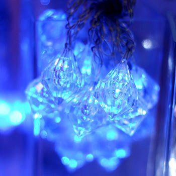 Электрогирлянда "Кристаллы", 20 синих LED-ламп, 3+1,5 м, прозрачный провод, SNOWHOUSE