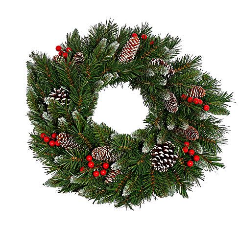 Хвойный венок "Заснеженный" с ягодами и шишками, хвоя - PVC, 152 см, National Tree Company фото 4