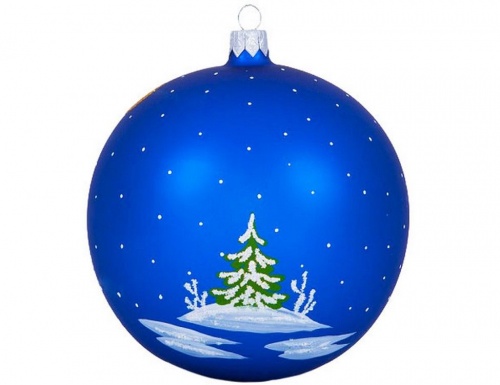 Елочный шар "Зимний этюд" синий, 115 мм, Елочка фото 2