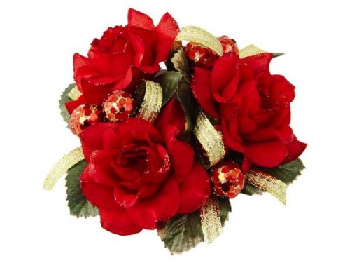 Мини-венок для свечи и декорирования "Розы роскоши", красный, 10 см, Swerox фото 2