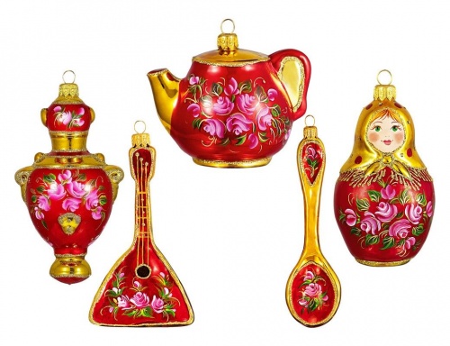 Ёлочная игрушка "Балалайка", коллекция 'Чайная роза', стекло, 13 см, Ариель фото 2