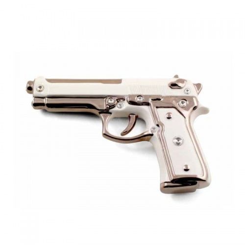 PISTOLETTO Пистолет 20х13 см (без подставки), керамика, цвет белый, декор платина, swarovski