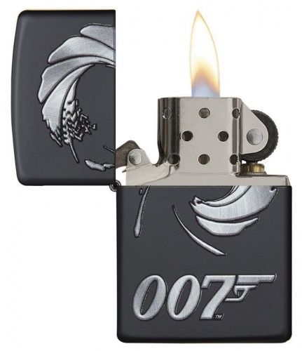 Зажигалка ZIPPO James Bond с покрытием Black Matte, латунь/сталь, чёрная, матовая, 36x12x56 мм, 29566 фото 3