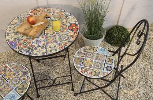 Садовая мебель с мозаикой "Андалусия" (стол и 2 кресла), металл, керамика, Kaemingk фото 5