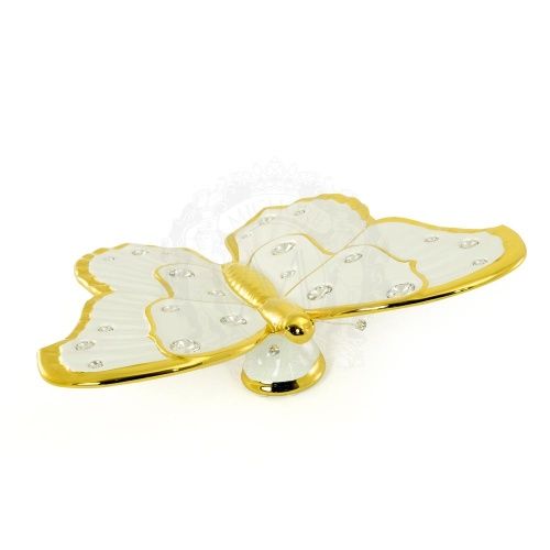 GIARDINO Статуэтка бабочка 33х25хН8 см, керамика, цвет белый, декор золото, swarovski фото 2