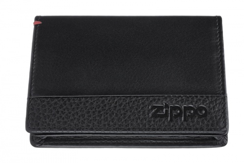 Держатель для карт Zippo с защитой от сканирования RFID, цвет чёрный, натуральная кожа, 10,5×1,5×7,5
