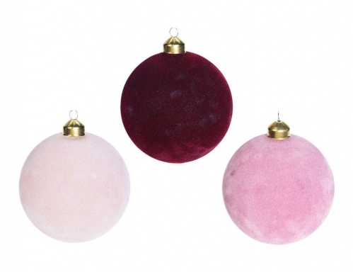 Набор стеклянных ёлочных шаров "Велютто", бело-розовые, розовые и бордовые, (упаковка 9 шт.), Koopman International