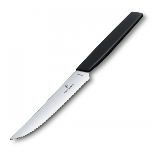 Нож Victorinox для стейков и пиццы, 12 см волнистое, чёрный фото 2