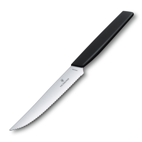 Нож Victorinox для стейков и пиццы, 12 см волнистое, чёрный фото 3