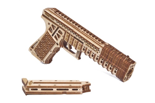 Сборная модель из дерева Wood Trick Пистолет Защитник (стреляет пулями) фото 6
