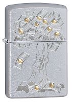 Зажигалка Zippo Money Tree Design с покрытием Satin Chrome, латунь/сталь, серебристая, 36x12x56 мм