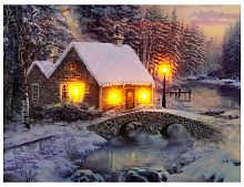 Светящаяся картина "Гостеприимный домик", 4 тёплых белых LED-огня, 20х15 см, Peha Magic