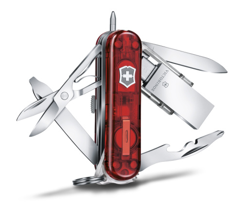 Нож-брелок Victorinox Midnight Manager@work, USB 16 Гб, 58 мм, 10 функций, красный полупрозрачный фото 3