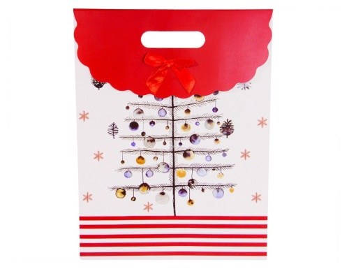 Сумочка для подарков CHRISTMAS CHARM (с ёлкой), бело-красная гамма, 28х37 см, Due Esse Christmas фото 2