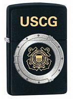 Зажигалка ZIPPO USCG, латунь с покрытием Black Matte, черный, матовая, 36х12x56 мм, 28623