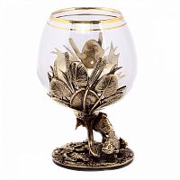 Бокалы - "RiverSong Glassware" - Бокал для коньяка "Окунь" (Душа поет, когда клюет) во футляре пейсли, с высотой 13 см, диаметром 6 см и объемом 310 мл, упаковка размером 271510