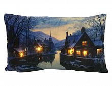 Светящаяся подушка "Зимний вечер у реки", 4 тёплых белых LED-огня, 30х50 см, Peha Magic