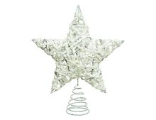 Ёлочная верхушка - звезда ПЛЕТЁНАЯ СНЕЖНАЯ, белая с серебряным, 23 см, Kaemingk (Decoris)