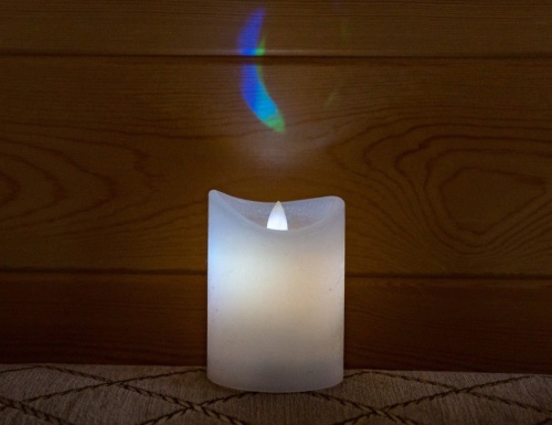 Светодиодная восковая свеча "Живой радужный огонёк", белая, RGB LED-огонь колышущийся, таймер, Koopman International фото 2