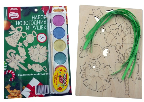 Набор новогодних игрушек с красками Playwood Конфеты