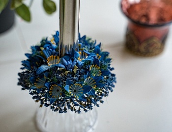 Мини-венок для свечи и декорирования "Фантазия с лилиями", голубой, 9 см, Swerox