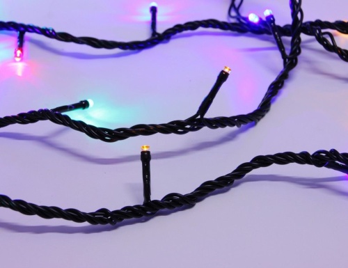 Светодиодная 2-канальная нить со светодинамикой, 200 LED, 20 м, коннектор, черный провод, уличная, Rich LED фото 3