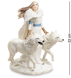 WS-264 Статуэтка Девушка и волки "Зимние стражи"