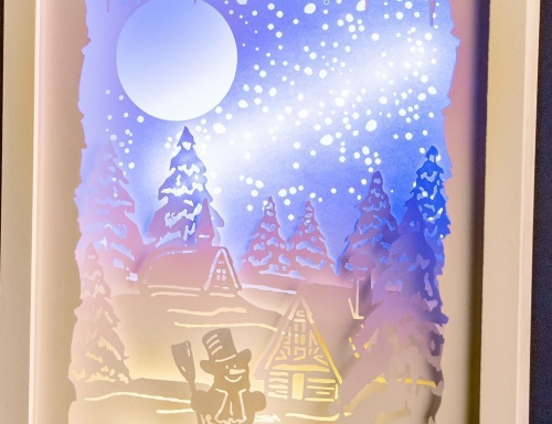 Светящаяся объёмная декорация  "Морозная красота - избушка", 16 тёплых белых и голубых LED-огней, 22х30 см, таймер, батарейки, Kaemingk фото 2