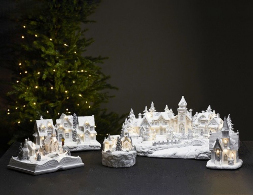 Светящаяся миниатюра "Книжный городок" с тёплыми белыми LED-огнями, полистоун, таймер, батарейки, 14х22 см, STAR trading фото 3