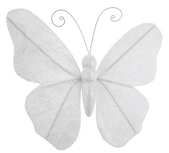 Набор украшений "Зимние бабочки", белый, на клипсах, 12 см (упаковка 2 шт.), Koopman International