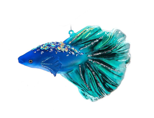 Ёлочная игрушка РАЙСКАЯ РЫБКА, стекло, голубая, 13 см, Kurts Adler