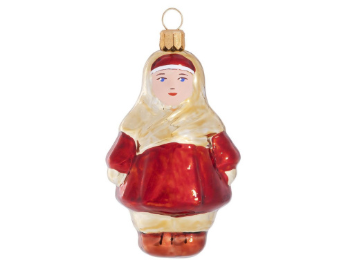 Формовая ёлочная игрушка ДЕВОЧКА В ПЛАТКЕ, стекло, Елочка
