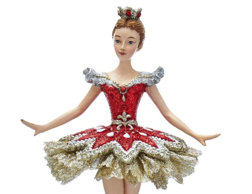 Ёлочная игрушка БАЛЕРИНА СТЕЛЛА, полистоун, текстиль, рубиновая, 15 см, Kurts Adler фото 3