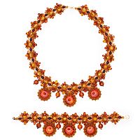 Комплект из натурального янтаря: ожерелье, браслет, 11057-2, 20922-2