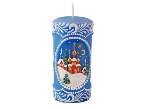 Декоративная свеча-столбик РОЖДЕСТВЕНСКАЯ НОЧЬ, 13 см, Омский Свечной