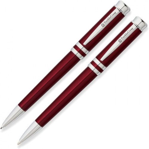Набор подарочный FranklinCovey Freemont - Red Chrome, шариковая ручка + карандаш, M