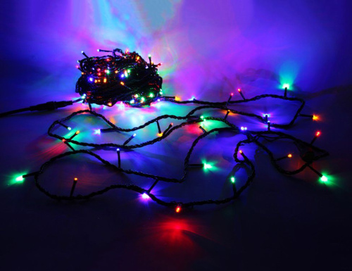 Светодиодная 2-канальная нить со светодинамикой, 200 LED, 20 м, коннектор, черный провод, уличная, Rich LED