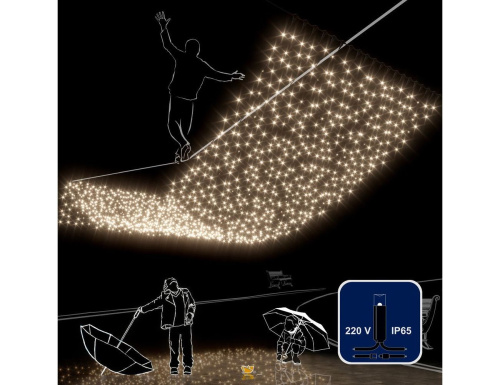 Светодиодный занавес Rich Led Cap 2*6 м, 1000 теплых белых LED ламп, черный ПВХ, соединяемый, IP65, Rich LED