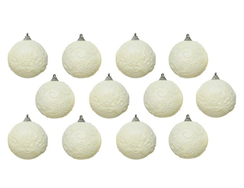Набор ёлочных шаров ФРИВОЛИТЕ, фомиаран, белый, 8 см (12 шт.), Kaemingk (Decoris)
