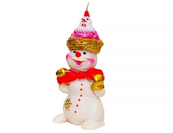 Фигурная свеча "Снеговик с петухом", 6.5х14.5 см, Омский Свечной