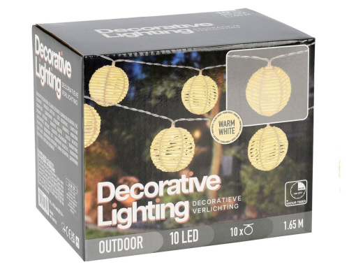 Светодиодная гирлянда ШАНЬСИ, 10 теплых белых LED-огней, 1.35+0.5 м, таймер, батарейки, уличная, Koopman International фото 4