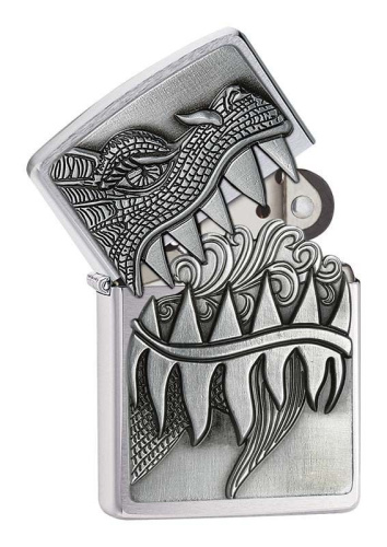 Зажигалка ZIPPO 200 Fire Breathing Dragon, латунь/сталь с покрытием Brushed Chrome, 36x12x56 мм, 28969 фото 2