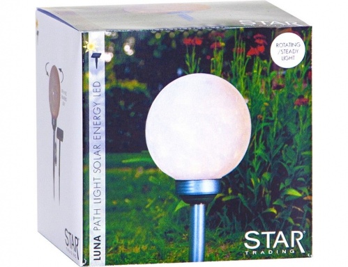 Садовый светильник LUNA матовый белый, тёплый белый свет, два режима свечения, солнечная батарея, 37х20 см, STAR trading фото 3