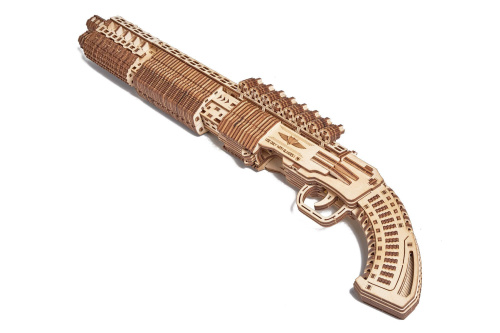 Механическая деревянная сборная модель Wood Trick Дробовик SG-12 Shotgun фото 3