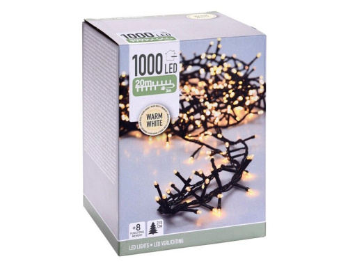 Светодиодная гирлянда Koopman Snake Comfort Basic 20 м, 1000 тёплых белых LED ламп, зеленый ПВХ, контроллер, IP44, Koopman International фото 5