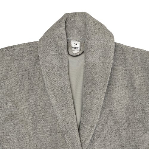 Халат махровый из чесаного хлопка серого цвета из коллекции essential фото 5