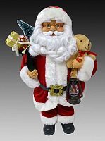Санта в красном кафтане с медвежонком и мешком подарков (Eggl)