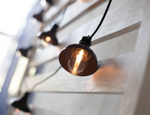 Гирлянда РЕТРО-ФОНАРИКИ, 10 тёплых белых LED-ламп, 4.5+5 м, коннектор, черный провод, уличная, Kaemingk (Lumineo)